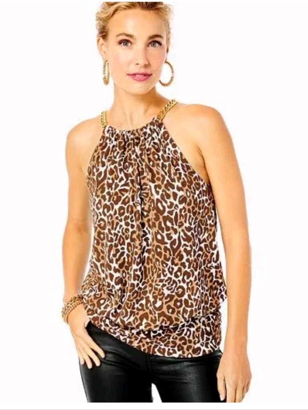 LILLY PULITZER Bowen Halter Top In My Favorite Spot Chocolate